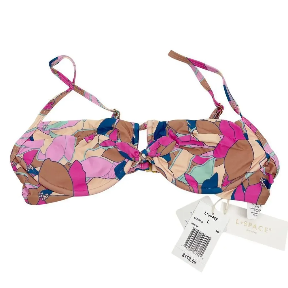 L*Space Rose Underwire Bikini Top Sundazed Floral Print Size Large NEW with tags